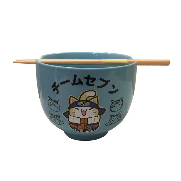 NARUTO Nyaruto Ceramic Noodle Bowl with Wooden Chopsticks - Picture 1 of 6